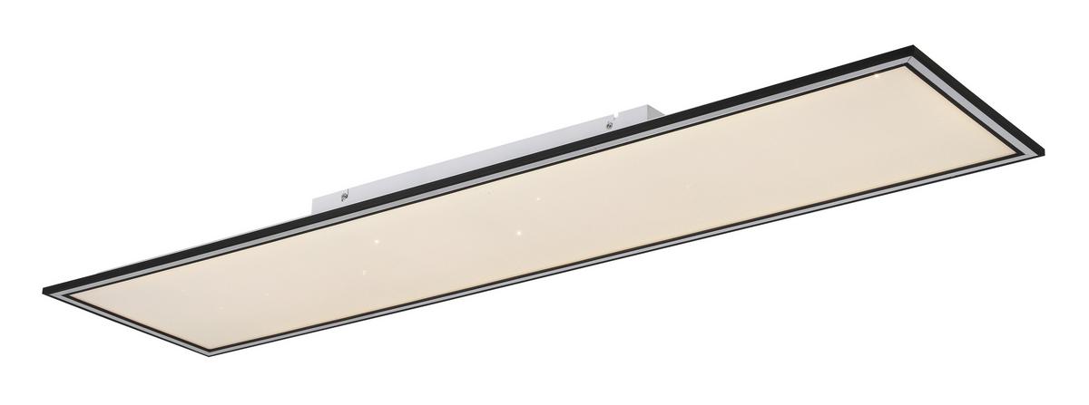 Led-deckenleuchte Bruno L: 120 Cm Mit Sternenhimmel - Chromfarben/Schwarz, MODERN, Kunststoff/Metall (120/30/7,5cm) - Luca Bessoni