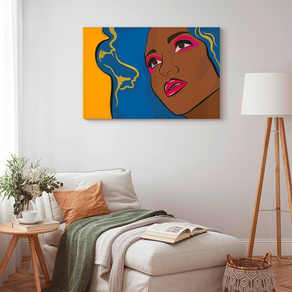 Leinwandbild Blau Dunkelblau B: 90 Cm - Blau/Dunkelgelb, Basics, Holz/Textil (90/60/1.2cm) - artgeist