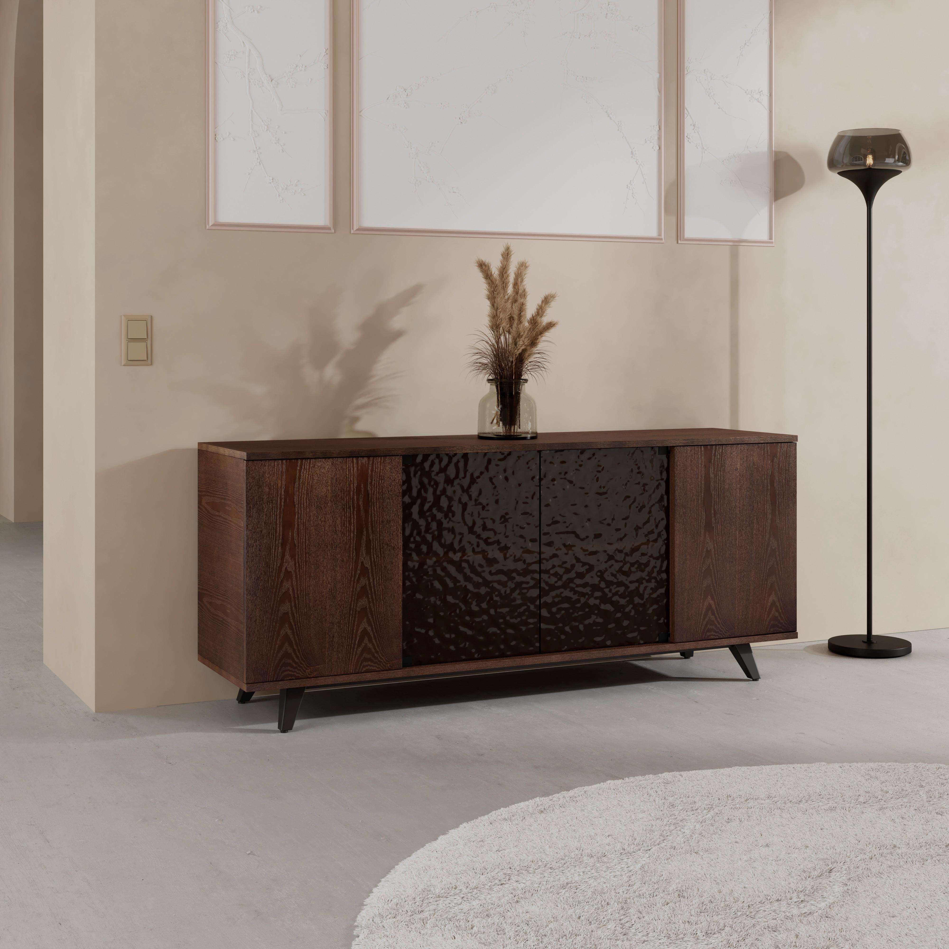 Široká komoda Zelia, š: 180 cm - hnedá/čierna, Modern, kov/drevo (180/77/45cm) - Bessagi Home