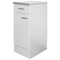 Küchenunterschrank Wito 30 cm Weiß 1 Drehtür - Hellgrau/Weiß, Holzwerkstoff (30/85/60cm) - FlexWell