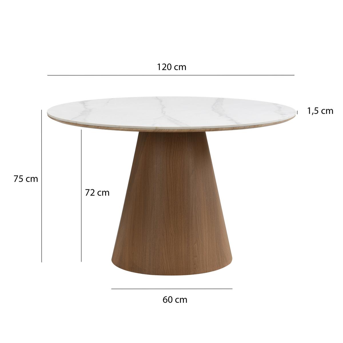 ESSTISCH Weiß/Walnussfarben B: 120cm - Walnussfarben/Weiß, Design, Stein/Metall (120/75/120cm) - MID.YOU