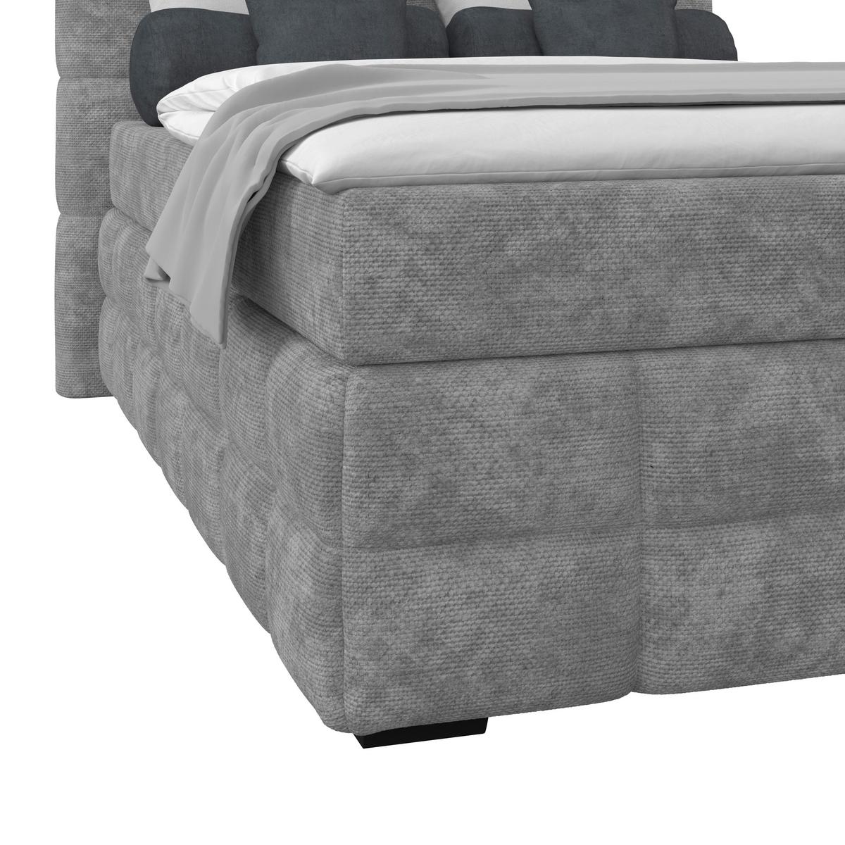 Čalúnená posteľ VEGA 140x200 cm, sivá - čierna/sivá, Trend, drevo/textil (140/200cm)