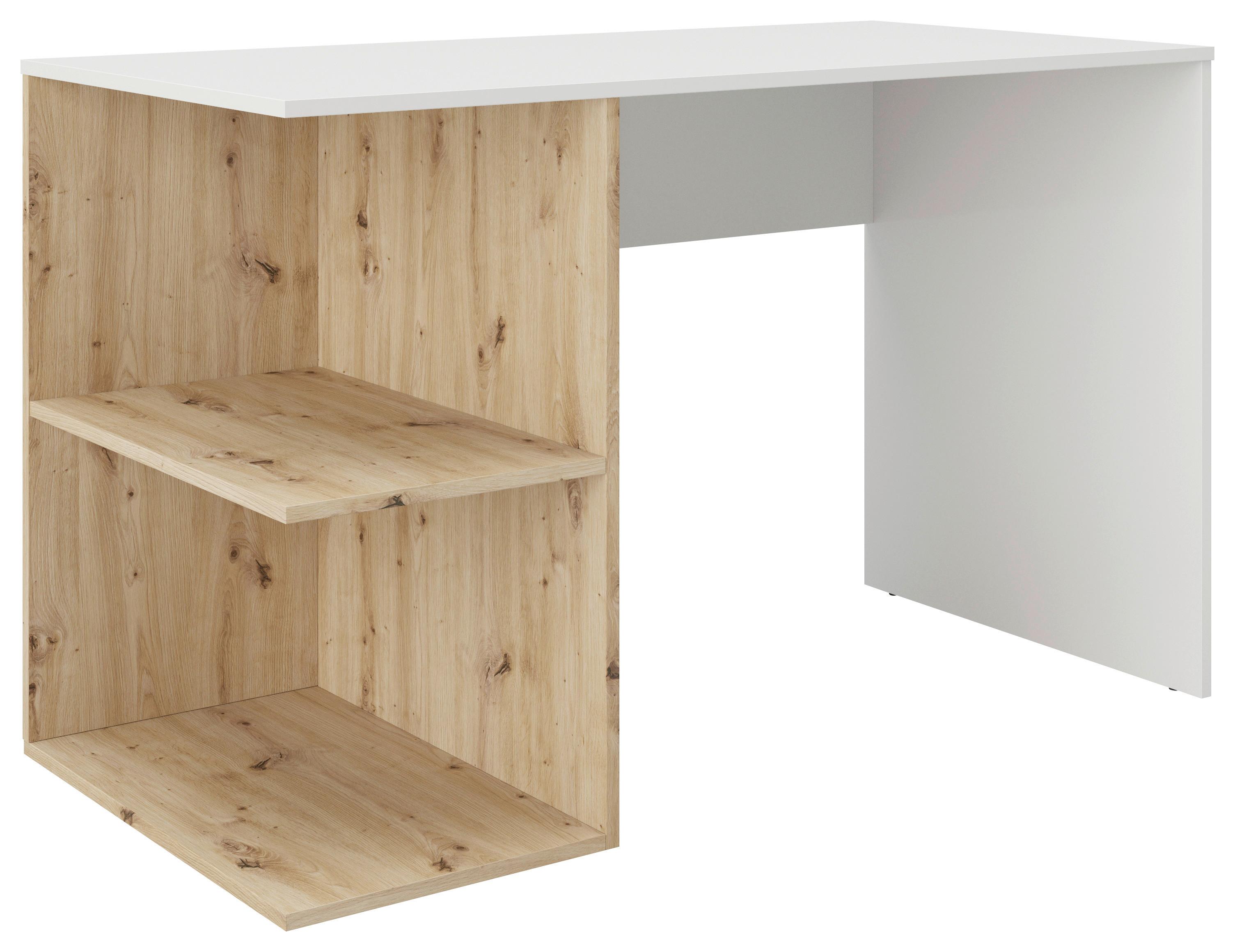 Schreibtisch mit Fächern BxH 75x60 cm Taipei Weiß/Eiche - Wildeiche/Weiß, MODERN, Holzwerkstoff (120/75/60cm) - MID.YOU