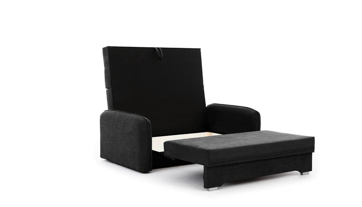 Schlafsofa Laine Schwarz, B: 155 cm - Silberfarben/Schwarz, Design, Textil (155/105/75cm) - MID.YOU