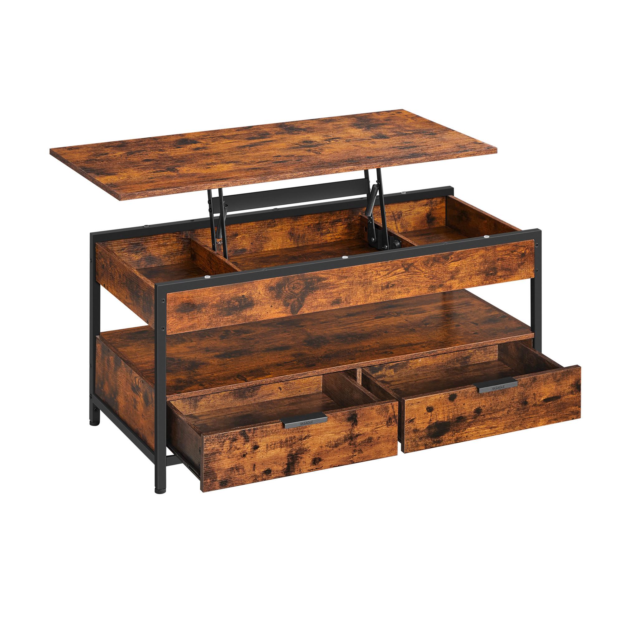 Couchtisch Schwarz, Dunkelbraun B: 100 cm - Dunkelbraun/Schwarz, Trend, Holzwerkstoff/Metall (100/48-62/50cm) - MID.YOU