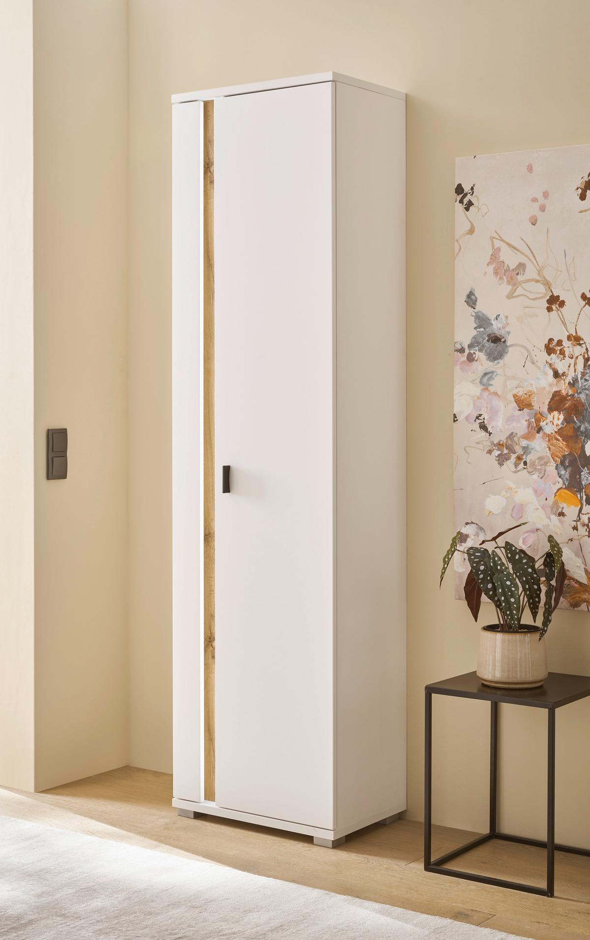 Highboard Long Island Weiß/Eiche Wotan B: 55 cm - Silberfarben/Eiche Wotan, Design, Holzwerkstoff (55/200/35cm) - MID.YOU