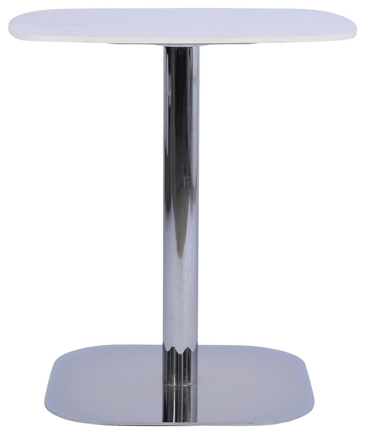 BISTRO STOLEK THEO -TREND- - bílá/barvy chromu, Moderní, kov/kámen (70/75/70cm) - Premium Living