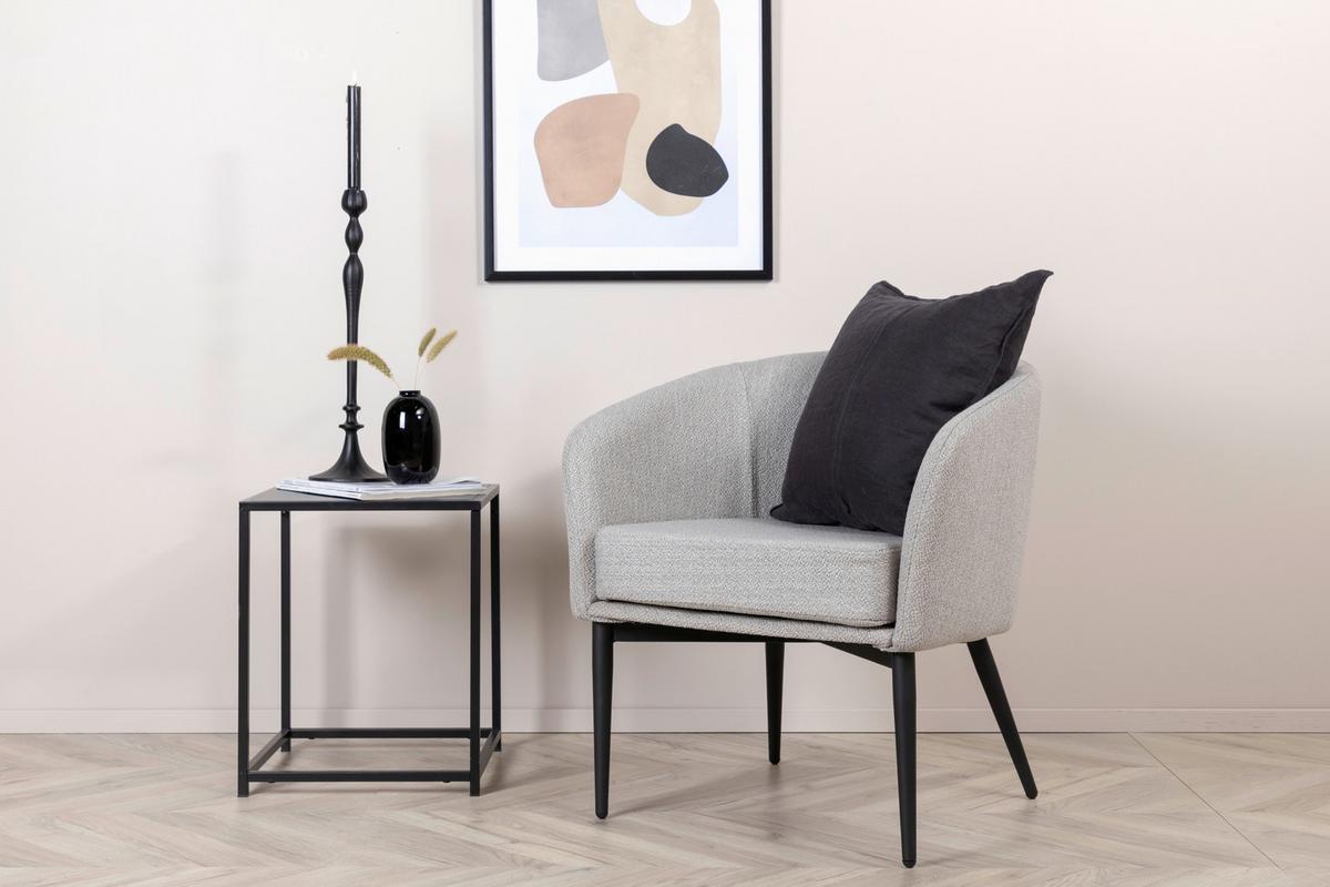 Sessel Fluffy - Schwarz/Grau, Design, Textil/Metall (83/70/64cm) - Livetastic