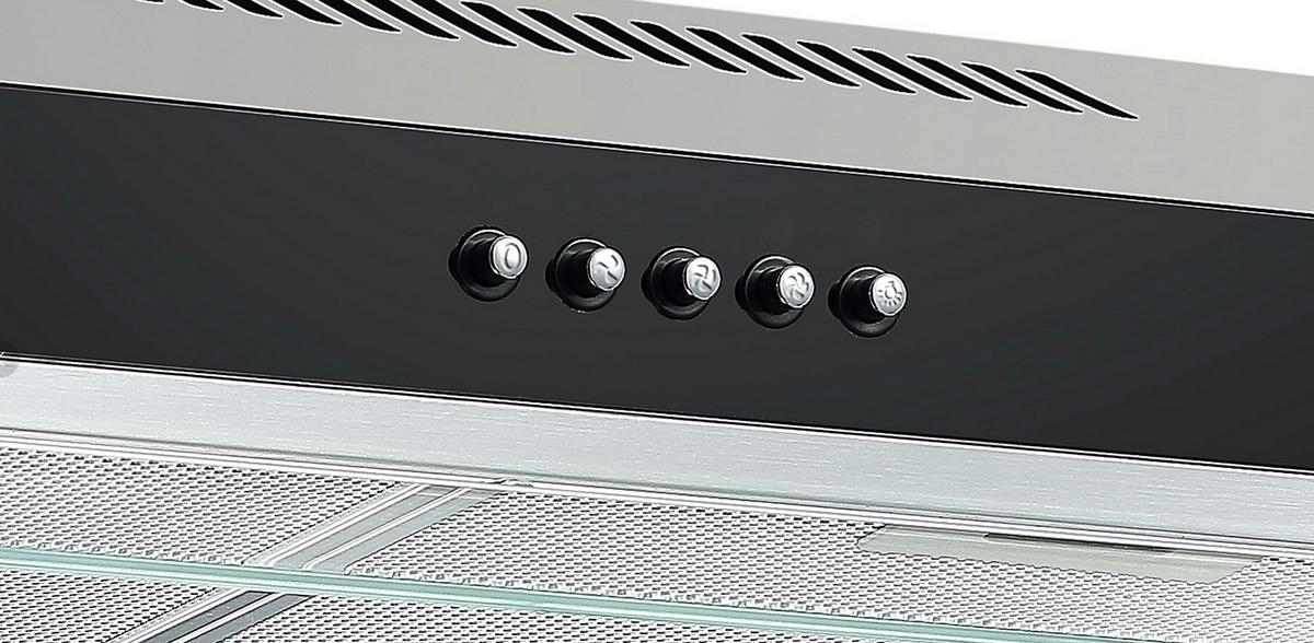 Dusntabzugshaube Respekta Schwarz/Edelstahl B: 60 cm Led - Edelstahlfarben/Schwarz, Trend, Glas/Metall (60/13/50,3cm) - Respekta