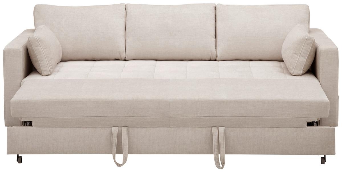 Rozkladacia pohovka ANNA, béžová, max. 240 kg - tmavohnedá/béžová, Basics, textil (221/84/89cm) - MID.YOU