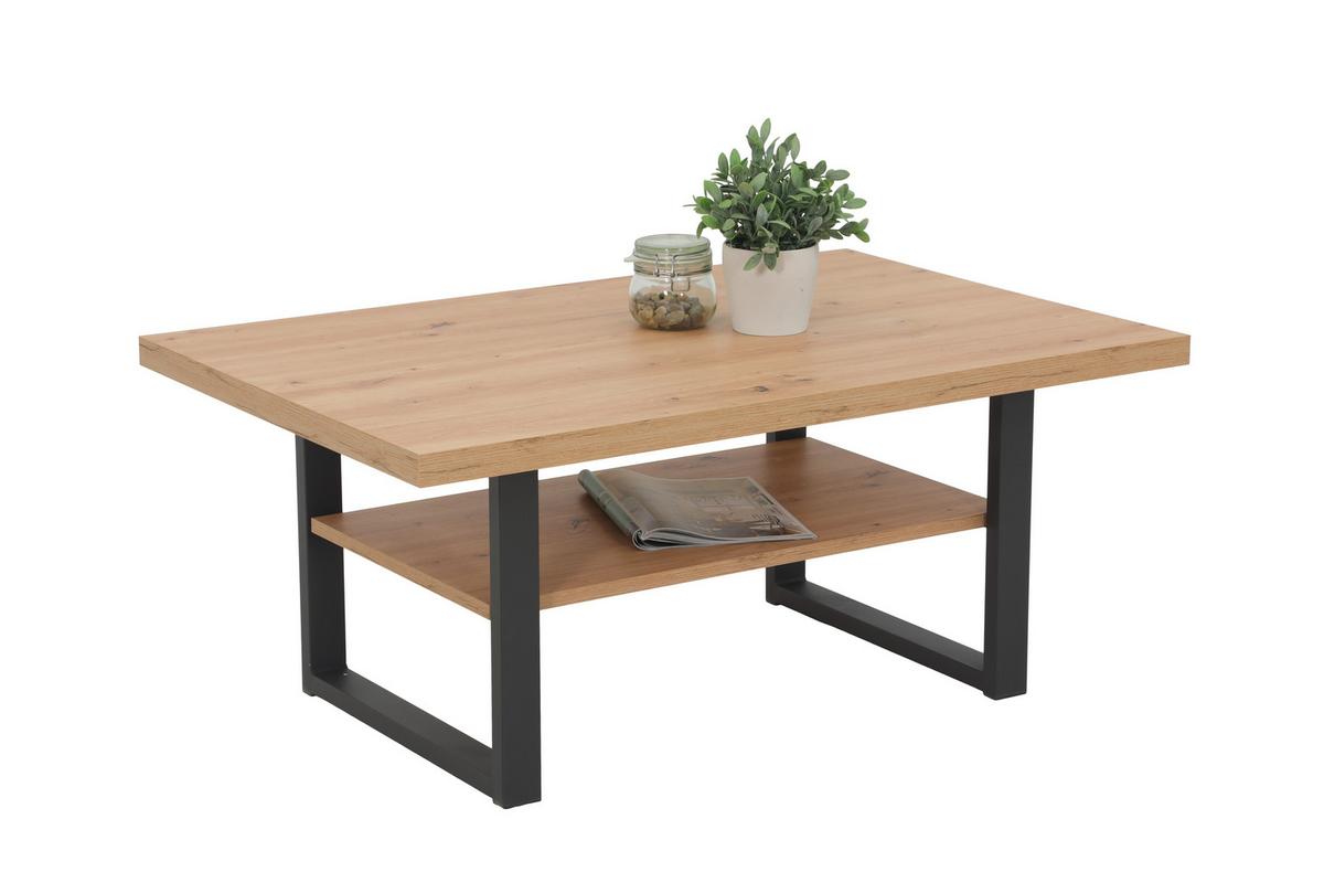 Couchtisch Anton Eiche Dekor L: 105 cm - Schwarz/Eiche Artisan, Design, Holzwerkstoff/Metall (105/69/45cm) - Livetastic