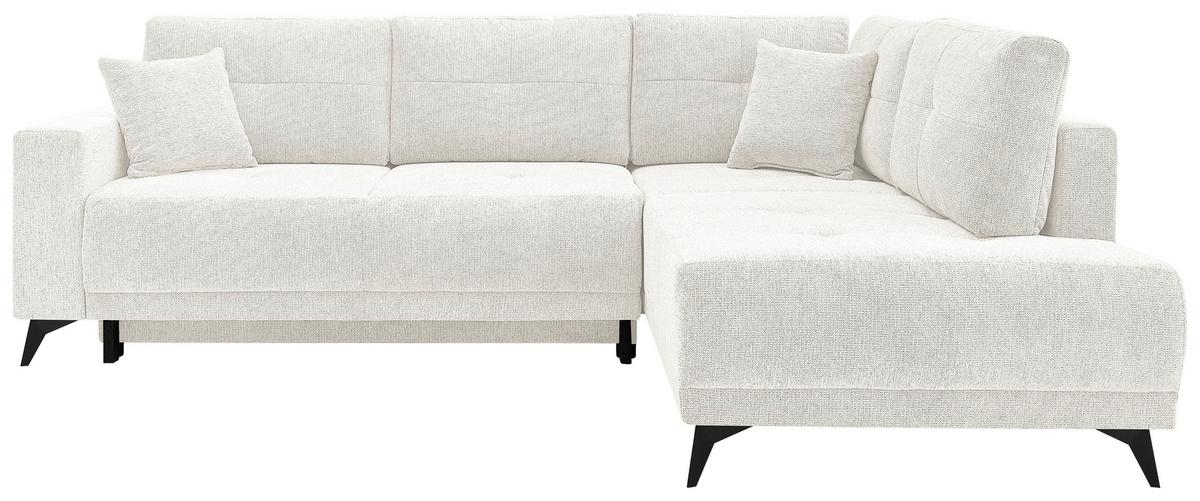 Rohová sedačka TEXAS, pravá, krémová - čierna/krémová, Konventionell, drevo (259/92/203cm) - Based