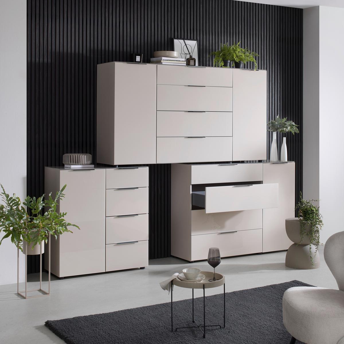 KOMODA SIENA -EXKLUSIV- - černá/kašmírová, Moderní, kov/kompozitní dřevo (90/99/40cm) - Mömax
