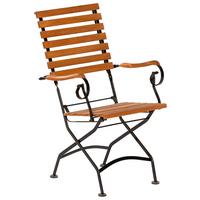 Gartensessel Klappbar Schlossgarten Echtholz/Metall - Schwarz/Naturfarben, ROMANTIK / LANDHAUS, Holz/Metall (58/95/66cm) - Gardenson