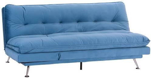 3-sitzer-sofa + Schlaffunktion Palermo Hellblau, Samt - Chromfarben/Dunkelblau, Design, Holz/Textil (189/92/103cm) - Luca Bessoni