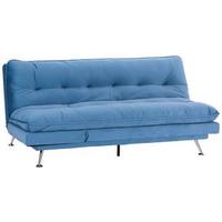 3-sitzer-sofa + Schlaffunktion Palermo Hellblau, Samt - Chromfarben/Dunkelblau, Design, Holz/Textil (189/92/103cm) - Luca Bessoni
