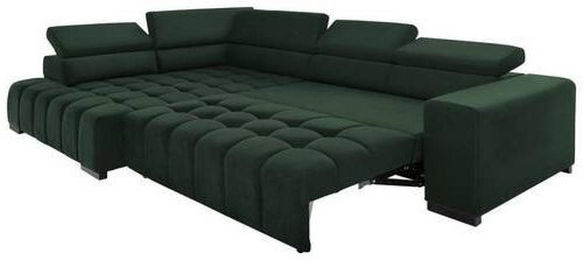 Eckschlafsofa Elias Neu Grün S: 201 cm - Schwarz/Grün, Design, Textil (201/307cm) - Livetastic