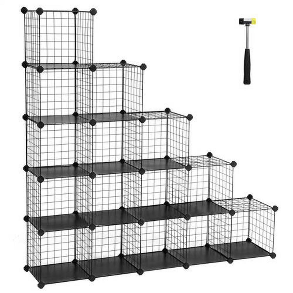 REGALKOMBINATION B: 123 cm Metall/Schwarz - Schwarz, Basics, Kunststoff/Metall (123/123/31cm) - Boxxx