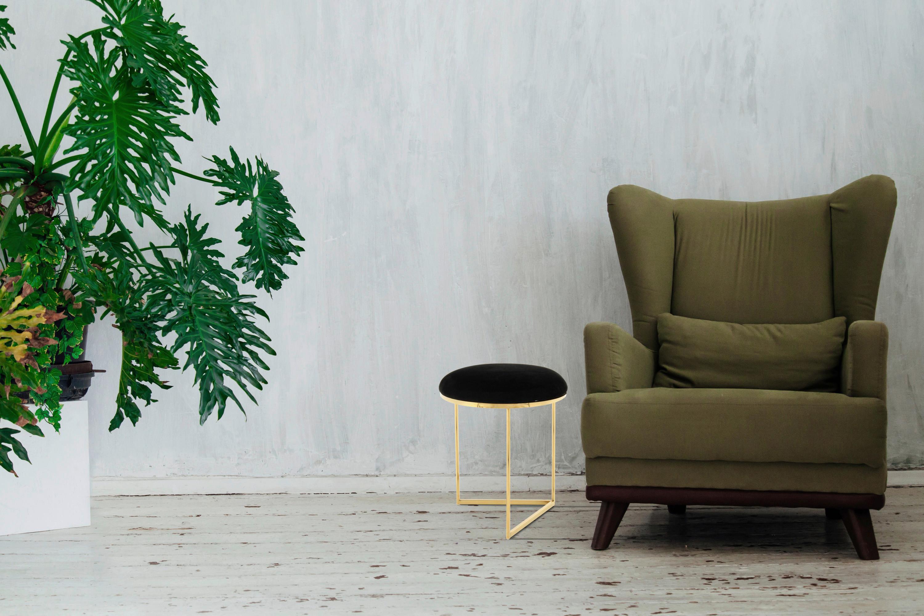 Hocker Wynona 325 Schwarz/Goldfarben D: 40 cm - Goldfarben/Schwarz, Design, Textil (40/49cm) - Kayoom