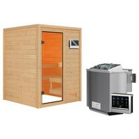 Sauna Tolouse mit Ext. Steuerung 9-Kw-Ofen - Naturfarben, MODERN, Holz (145/187/145cm) - Karibu