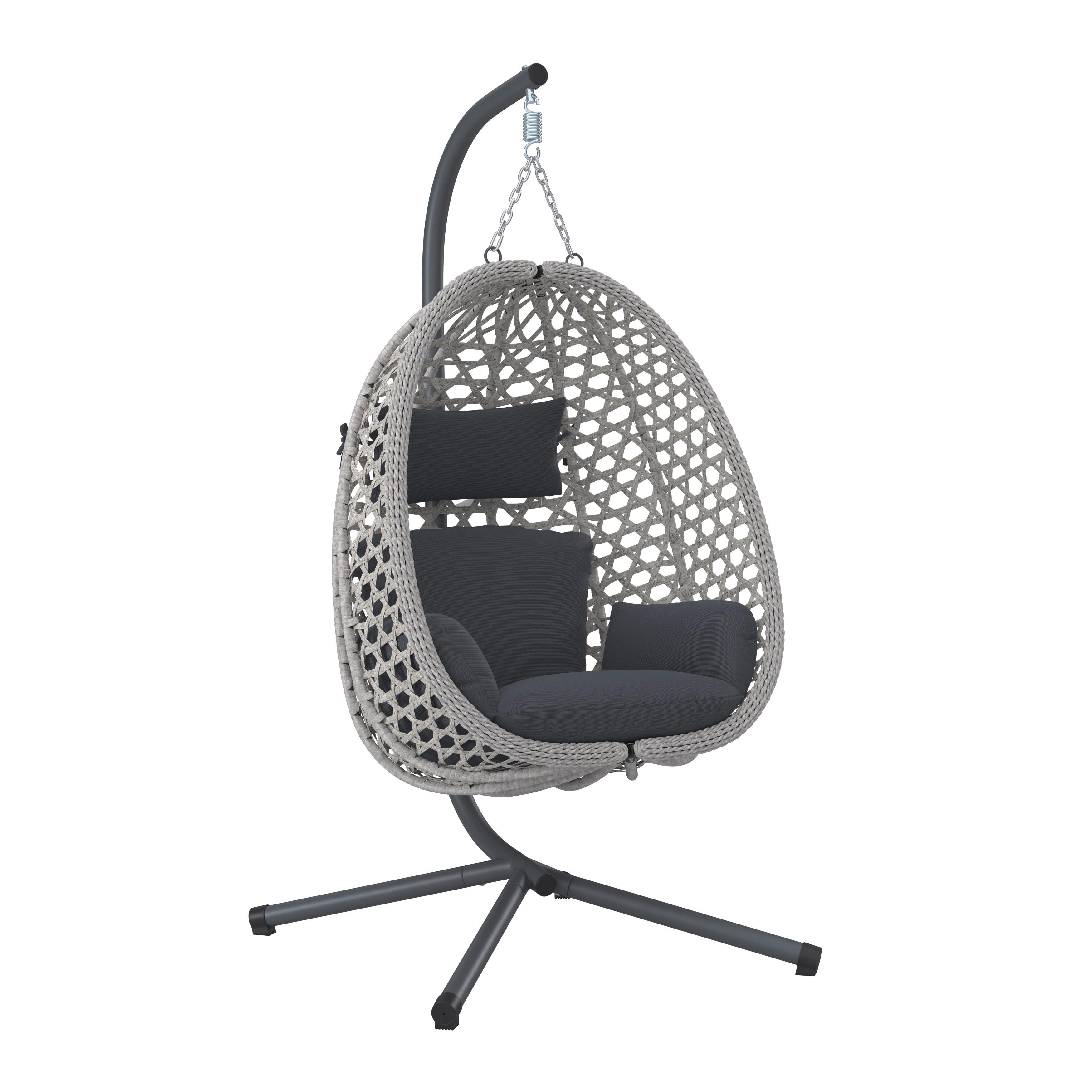 Hängesessel Tiffany - Dunkelgrau, MODERN, Kunststoff/Textil (94/197/68cm) - Beldano