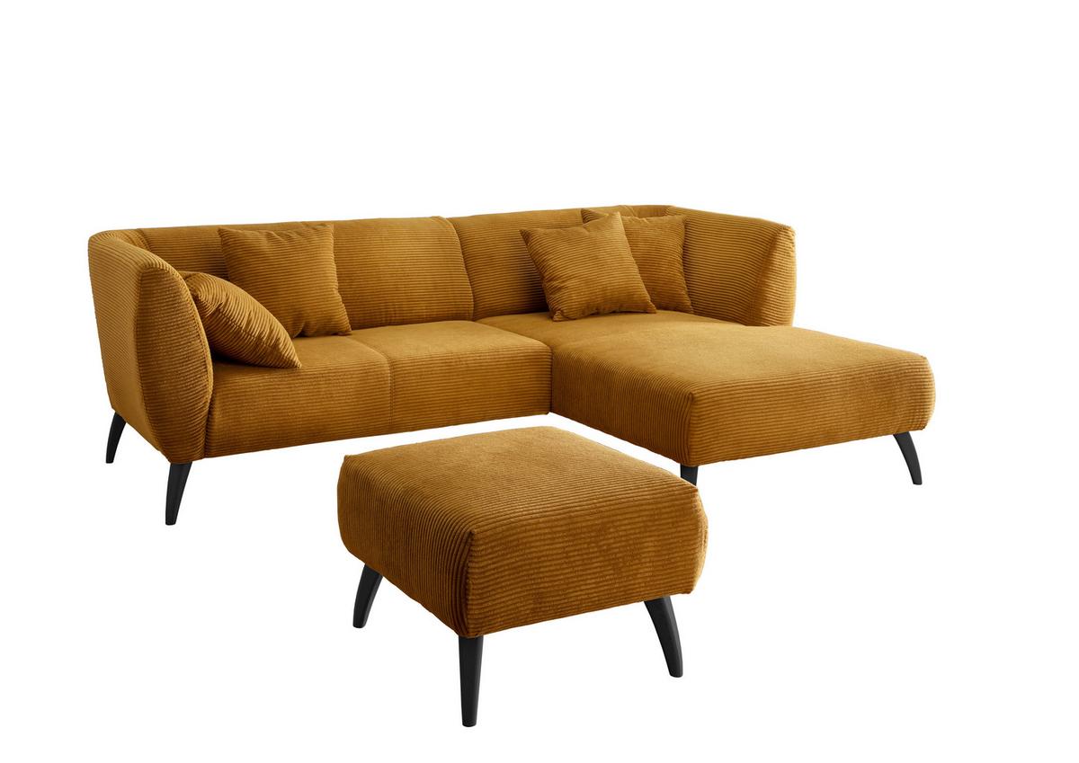 Ecksofa Colori Goldfarben S: 264/160 cm - Goldfarben/Schwarz, MODERN, Holz/Textil (264/160cm) - MID.YOU