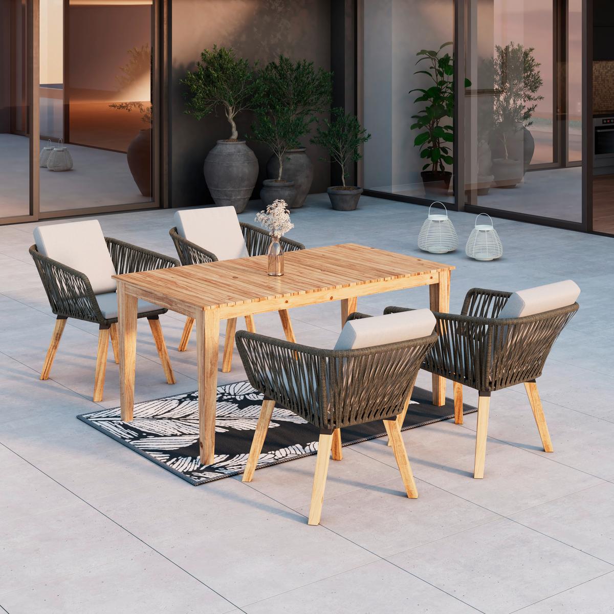 SÚPRAVA ZÁHRADNÉHO NÁBYTKU VIOLA - svetlosivá, Modern, drevo/textil (160/76/90cm) - Bessagi Garden