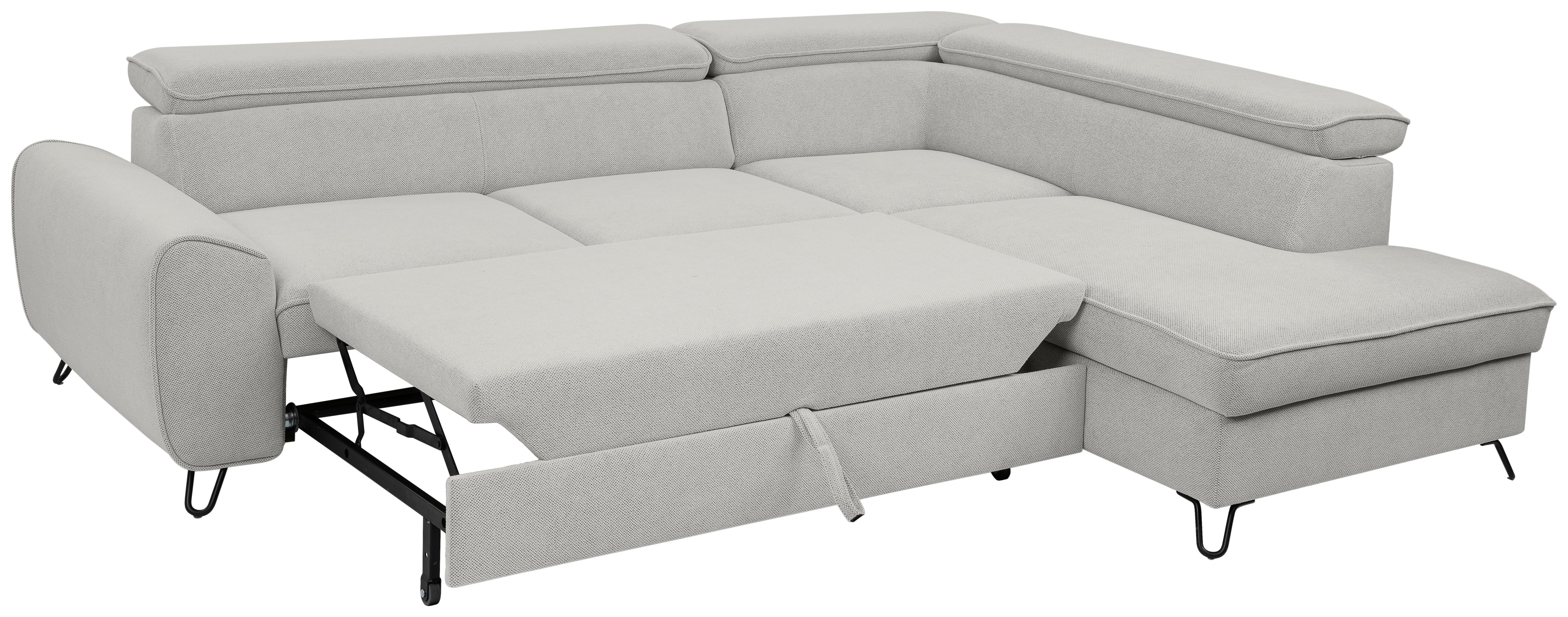 Rohová sedačka IDYLLA, pravá svetlosivá,úl.priestor,lôžko - čierna/svetlosivá, Design, kov/textil (250/200cm)