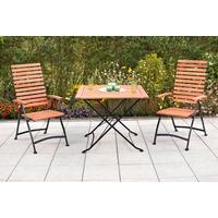 Gartensessel Klappbar Schlossgarten Holz/Metall - Graphitfarben/Naturfarben, KONVENTIONELL, Holz/Metall (55/109/107cm) - Gardenson