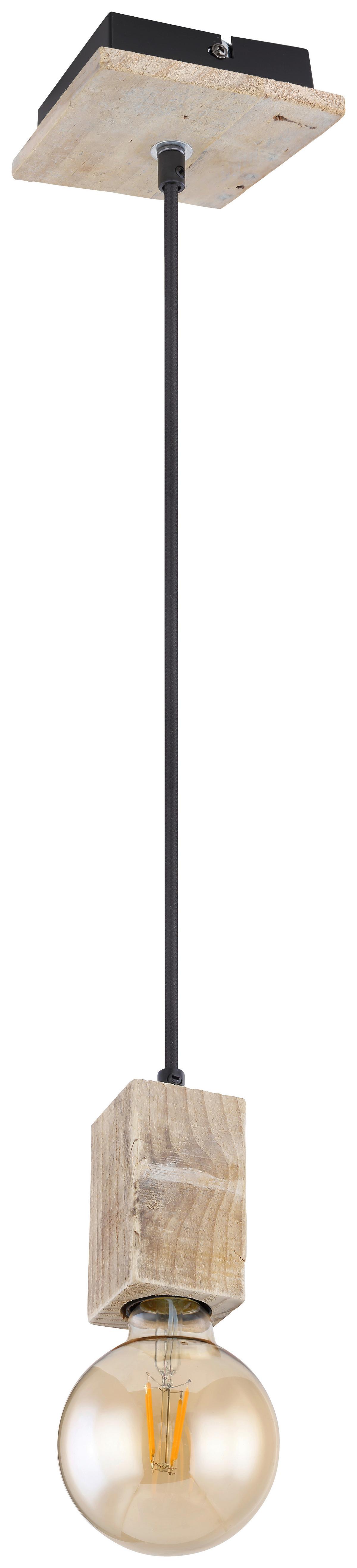Hängeleuchte Adalie H: 120 Cm 1-Flammig, Industrial-Design - Dunkelbraun/Schwarz, Natur, Holz/Textil (12/12/120cm) - Globo