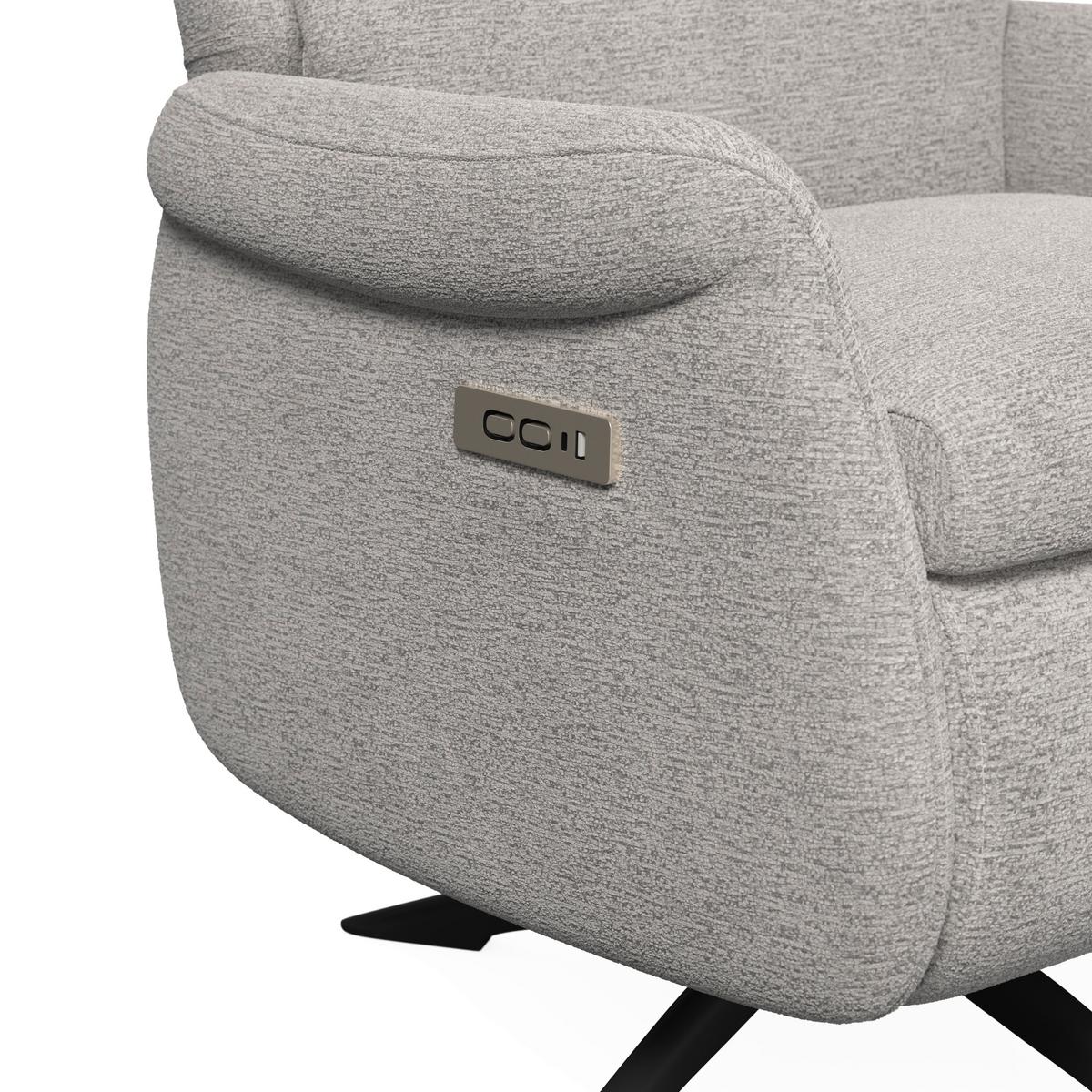 Relaxační křeslo ALICE, světle šedé buklé, max. 140 kg - černá/světle šedá, Moderní, kov/dřevo (76/110/94cm) - Bessagi Home