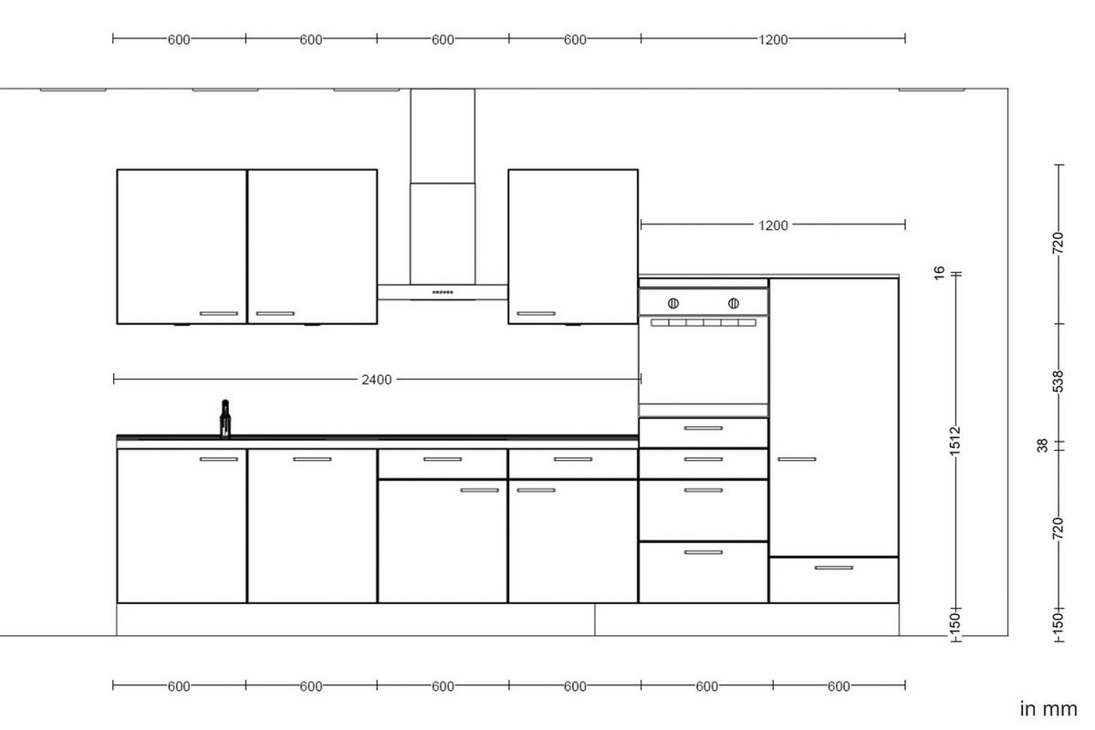 Kuchyňská linka 360 cm, kamenná sivá - šedá/černá, Moderní, kov/kompozitní dřevo (360cm) - Nobilia