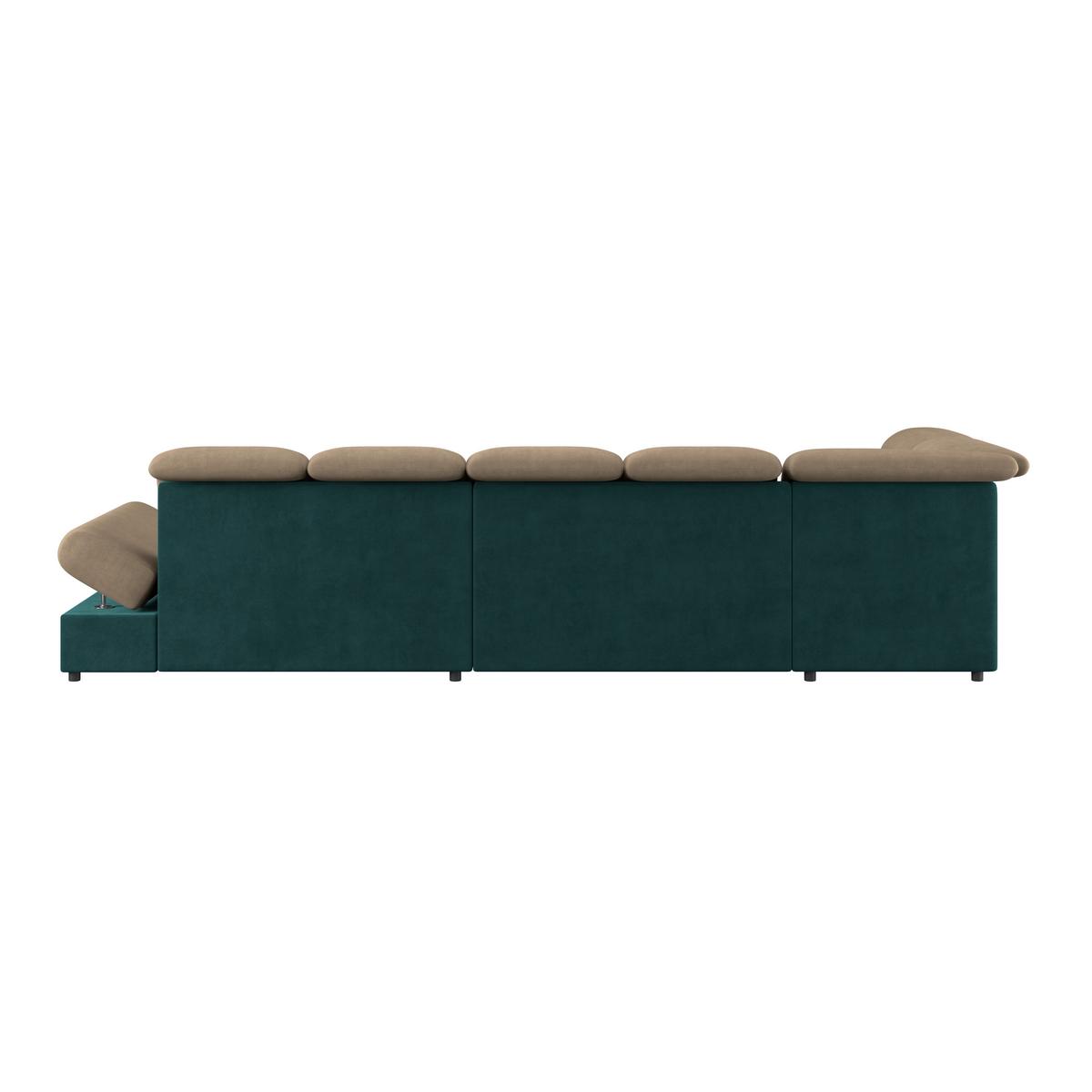Wohnlandschaft Madera Dunkelbraun U: 212x358x190 cm - Türkis/Dunkelbraun, KONVENTIONELL, Kunststoff/Textil (212/358/190cm)