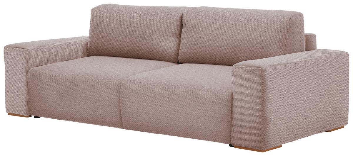 Schlafsofa Vouge Altrosa Bettkasten, B: 255 Cm - Buchefarben/Schwarz, KONVENTIONELL, Textil (255/86/123cm) - Livetastic