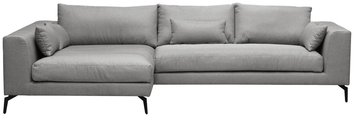 Ecksofa Berlin Webstoff Grau 172x313 cm - Schwarz/Grau, Design, Textil (172/313cm) - Livetastic
