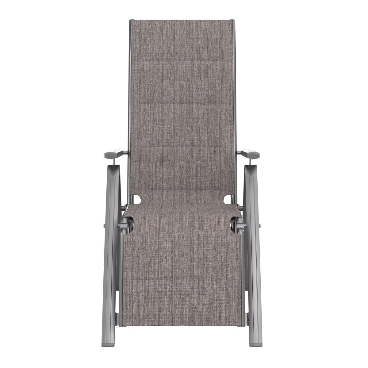 Gartensessel Klappbar Verena Aluminium, Textil - Dunkelgrau, MODERN, Textil/Metall (57/113/68cm) - Beldano