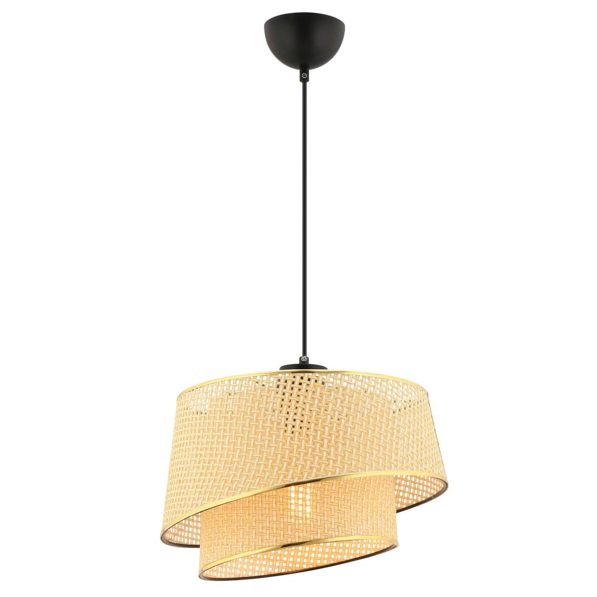 Hängeleuchte, E27 Barette Hazeran - Camel, Gold - Beige/Goldfarben, Design, Textil/Metall (32/65cm) - P & B