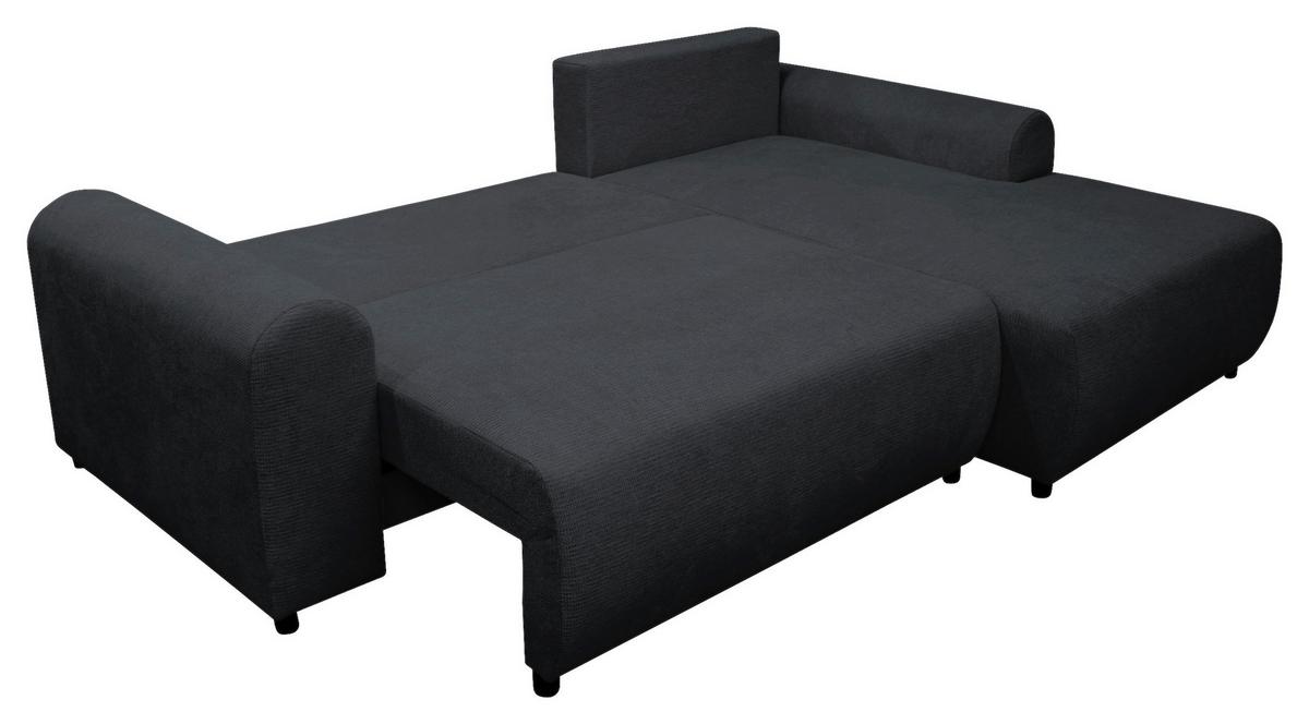 Ecksofa Velo Schwarz S: 250x160 cm - Schwarz, Design, Textil (250/160cm) - MID.YOU