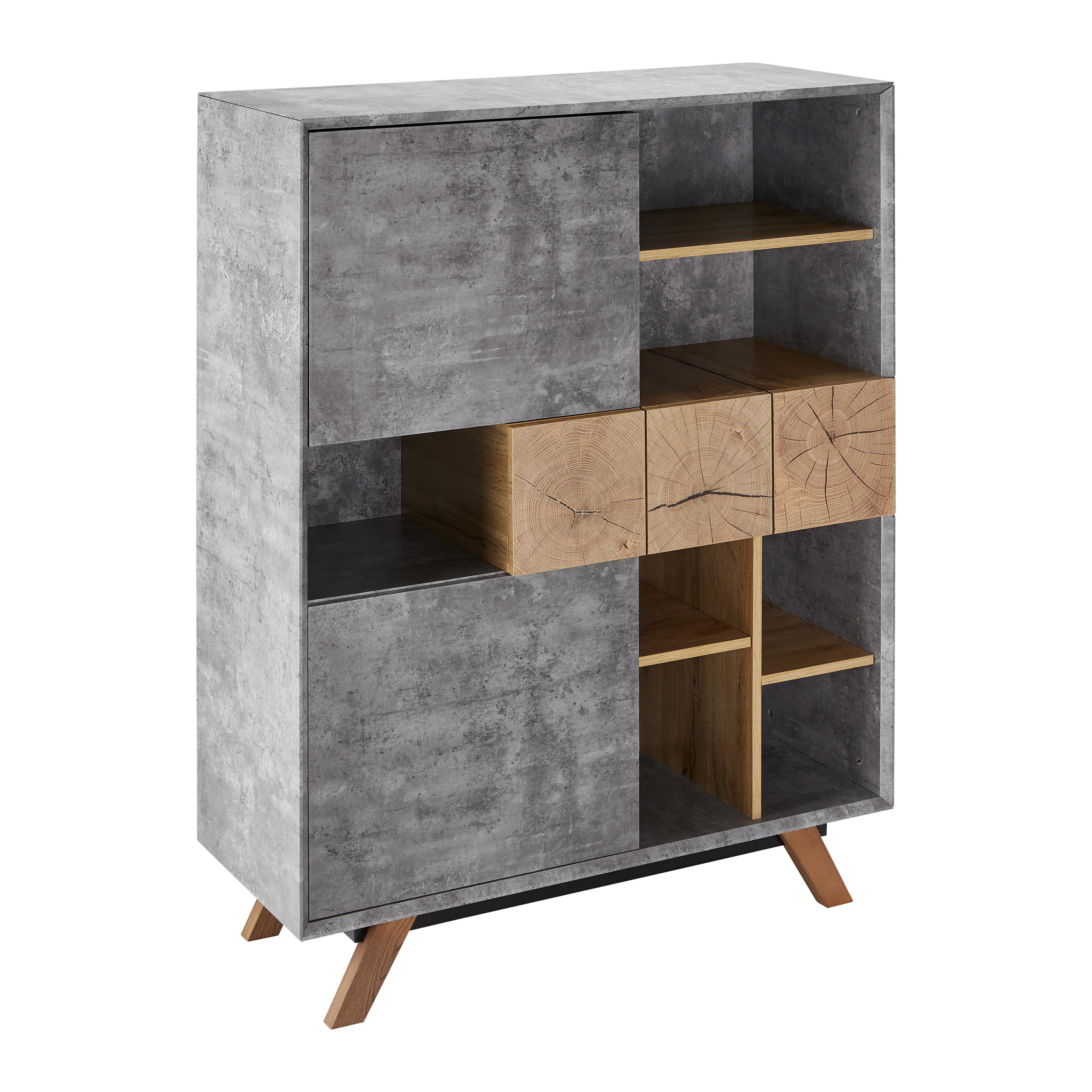 Komoda CASPER - sivá/farba duba, Modern, drevo (100/133,5/40cm) - Modern Living