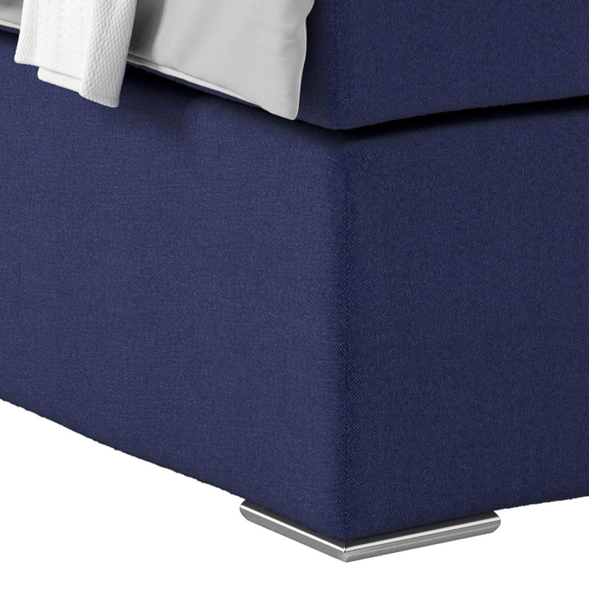 Postel Boxspring NERO 160x200 cm, modrá - barvy chromu/tmavě modrá, Konvenční, kov/textil (160/200cm)
