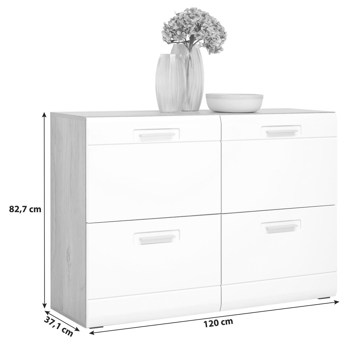 Schuhschrank Auris Weiß/eiche Dekor B: 120 Cm - Eichefarben/Weiß, MODERN (120/82,7/37,1cm) - Luca Bessoni