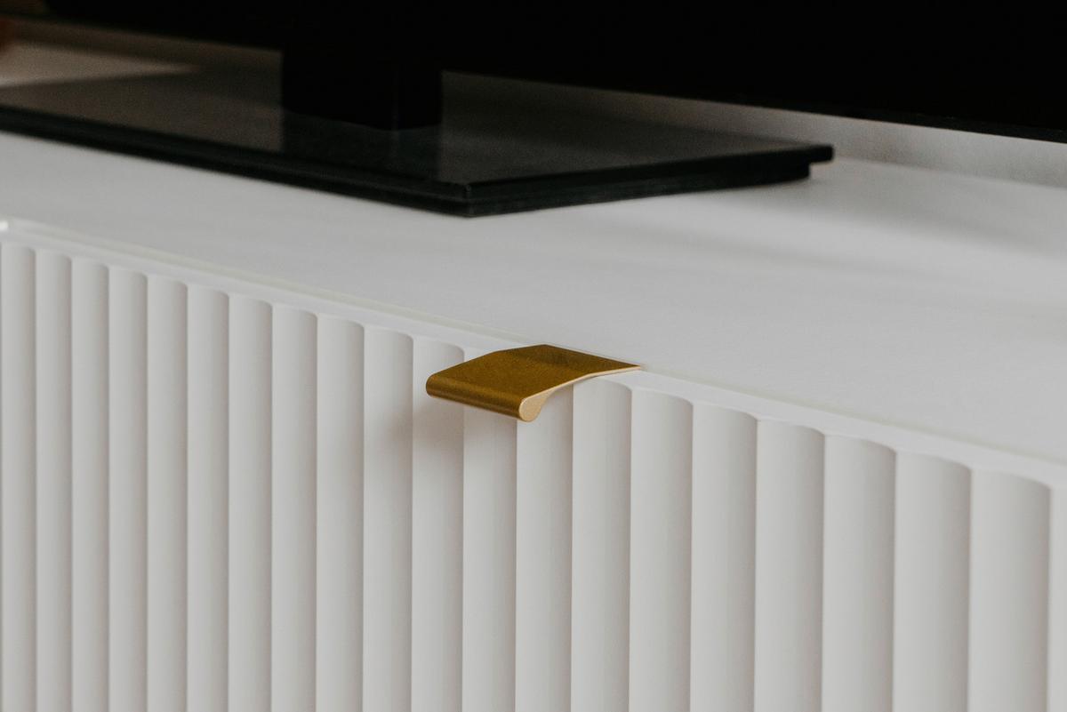 TV-Lowboard Edinburgh B: 179 cm Weiß - Goldfarben/Weiß, Design, Holzwerkstoff (179/61/41cm) - MID.YOU