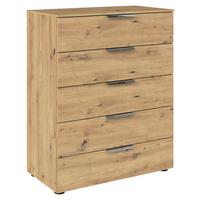 Kommode 80 cm Flipp Eiche/Chromfarben - Chromfarben/Schwarz, MODERN, Holzwerkstoff (80/100/42cm) - Rauch Möbel