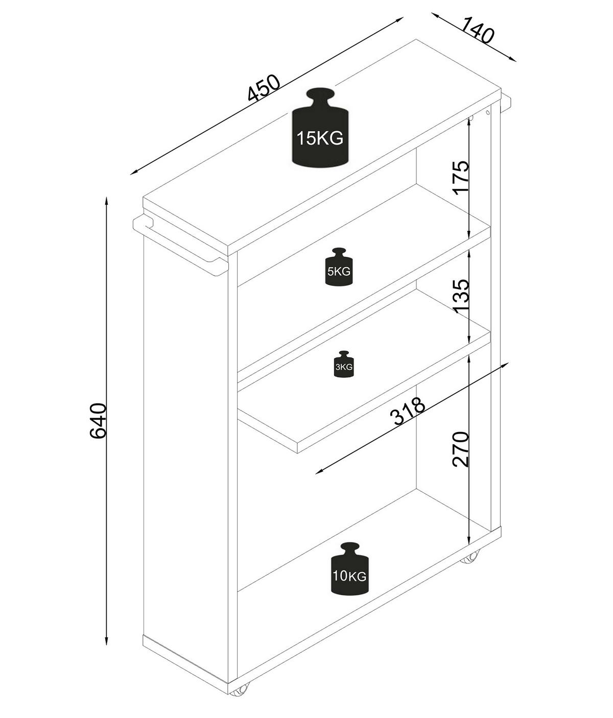 Midischrank Nilari Weiß/Eichefarben B: 20cm - Eichefarben/Silberfarben, Trend, Holzwerkstoff (20/61/45cm) - MID.YOU