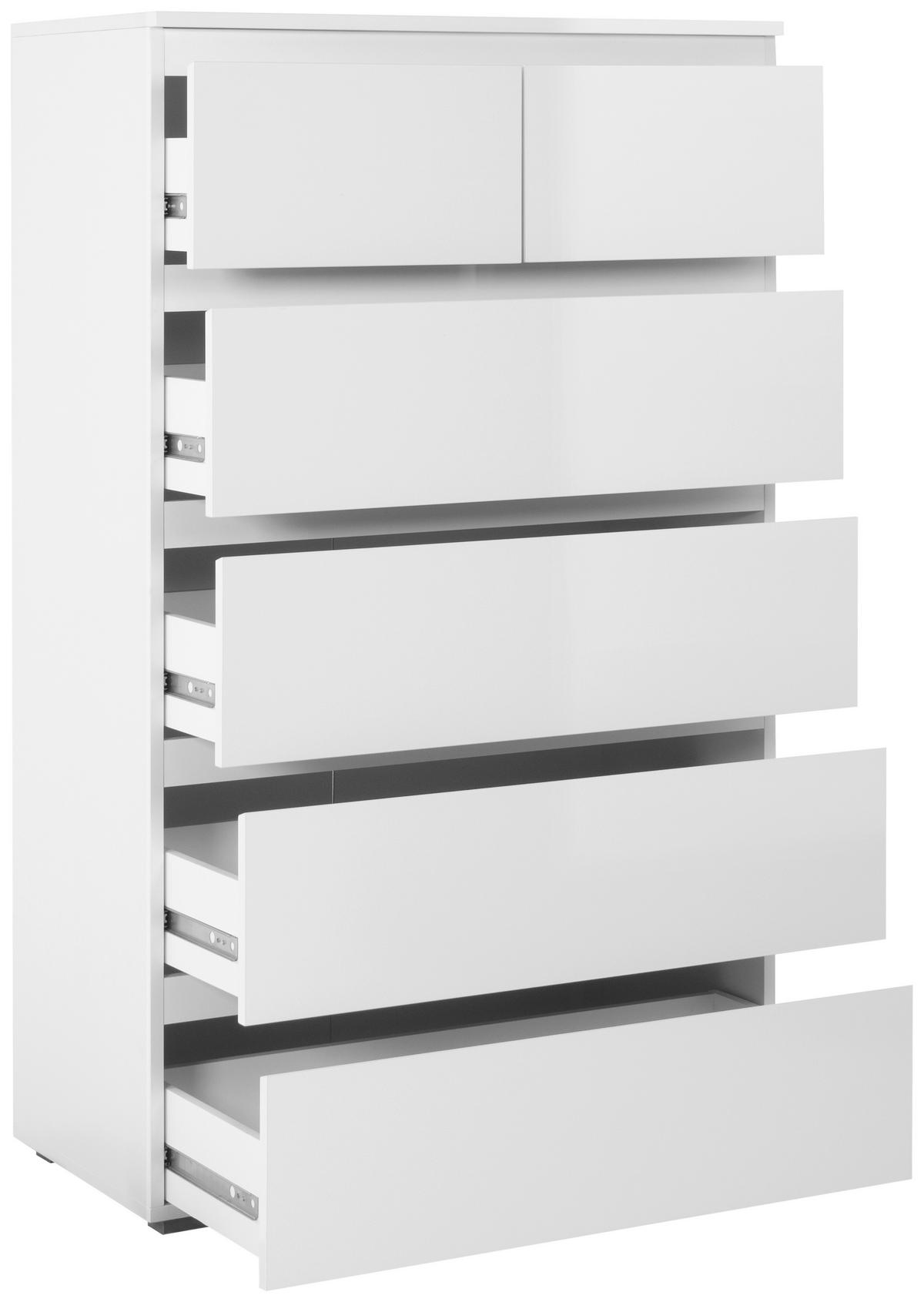 Kommode Capetown Melamin Weiß, B: 80 Cm - Silberfarben, Trend, Holzwerkstoff (80/131,5/40cm)