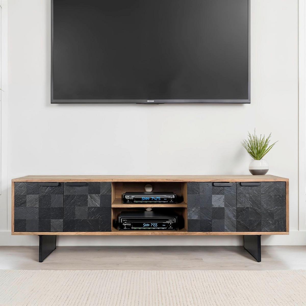 Lowboard Akaziefarben B: 150cm - Anthrazit/Schwarz, Design, Holz (150/45/35cm) - MID.YOU