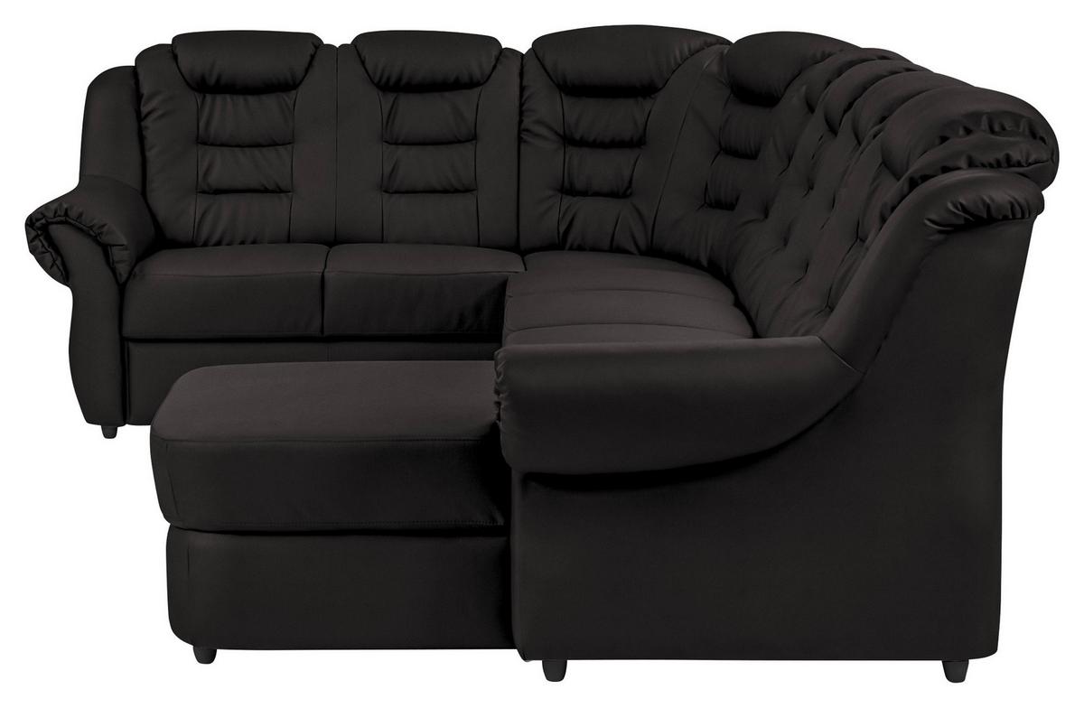 Wohnlandschaft Boston Schwarz Lederlook - Schwarz, KONVENTIONELL, Textil (216/333/165cm) - Livetastic