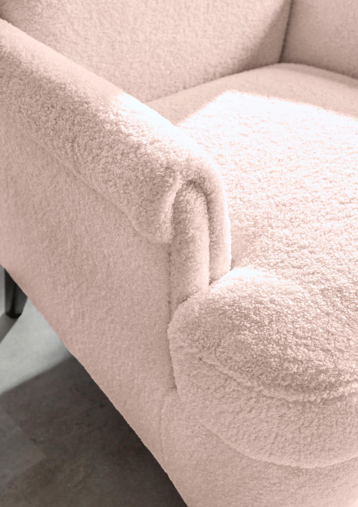 Ohrensessel Versailles, Rosa B: 72 cm - Dunkelbraun/Rosa, Design, Textil (72/104/85cm) - MID.YOU