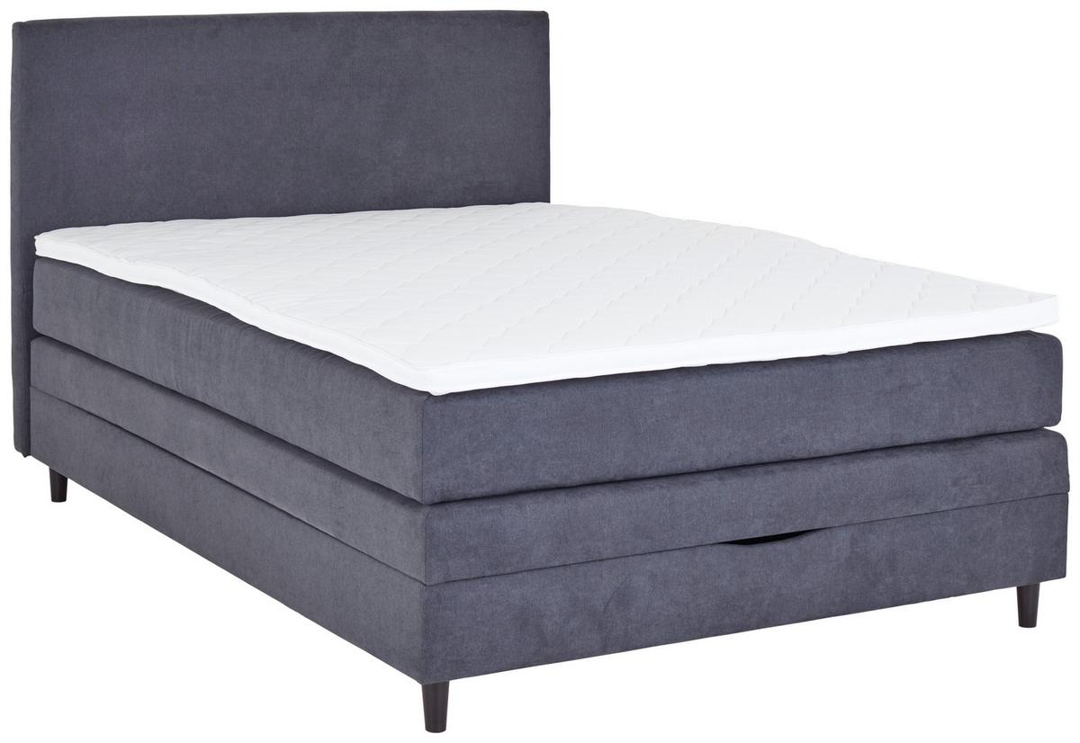 Boxspringbett Mit Topper & Bettkasten 140x200 Kleopatra - Anthrazit, KONVENTIONELL, Holz/Holzwerkstoff (140/200cm) - Ondega