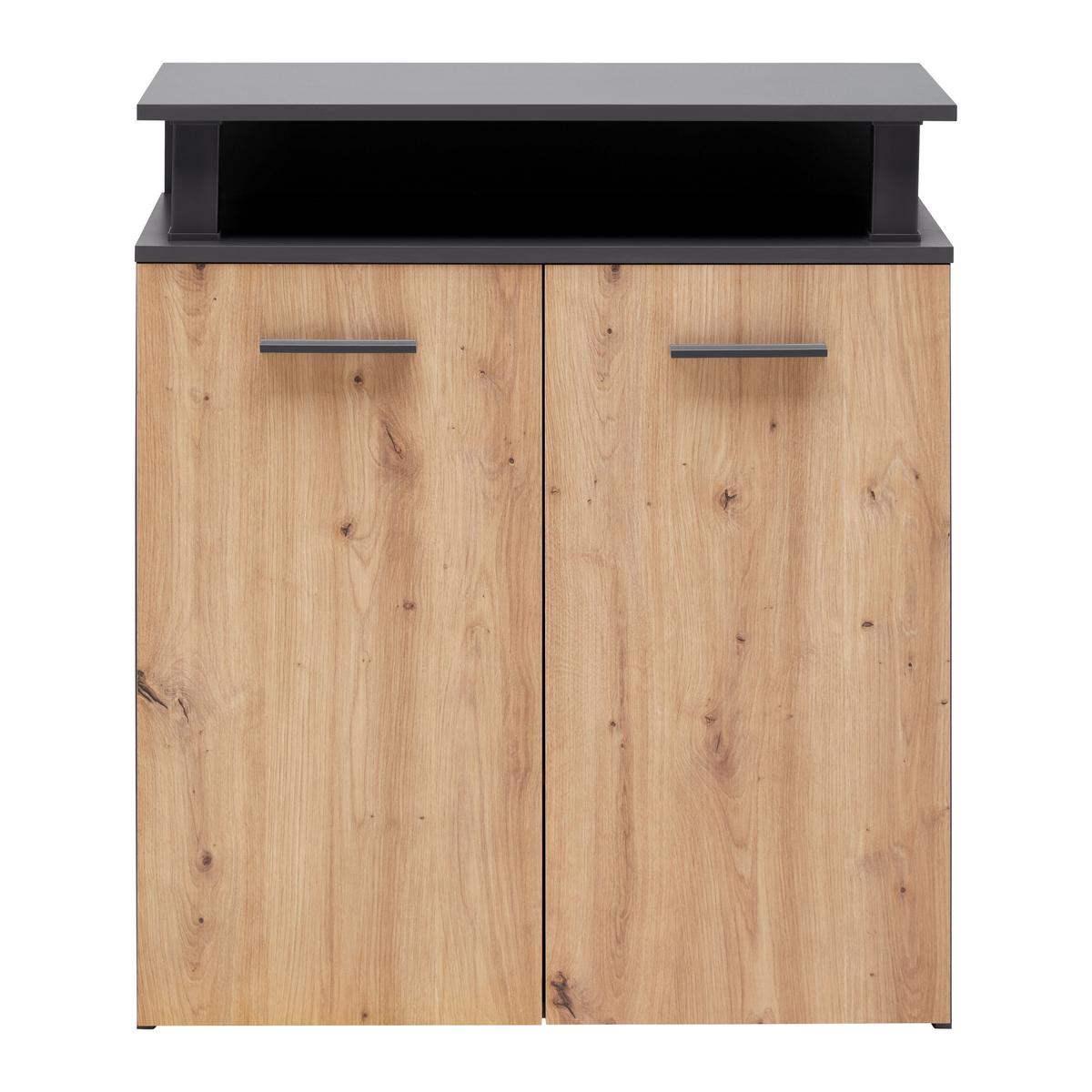 Komoda MONTANA Anthracit/dub Artisan - šedá/černá, Moderní, kompozitní dřevo/plast (78/90/38cm) - Based
